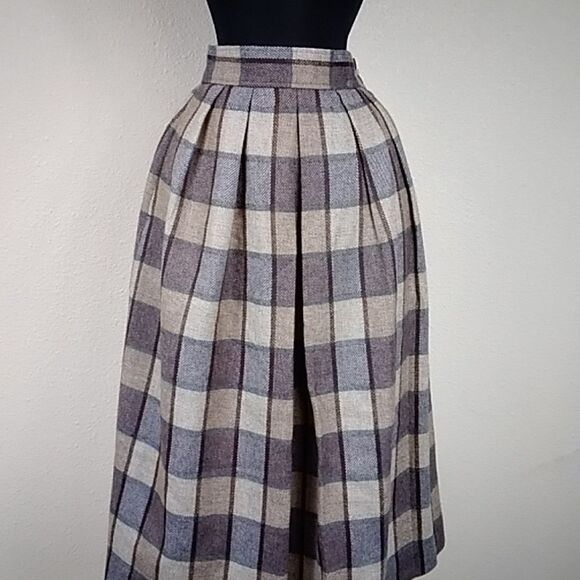 Vestiges Bankers Club Petites Stripes Wool Plaid Women's Skirt Size 4 - Picture 4 of 15
